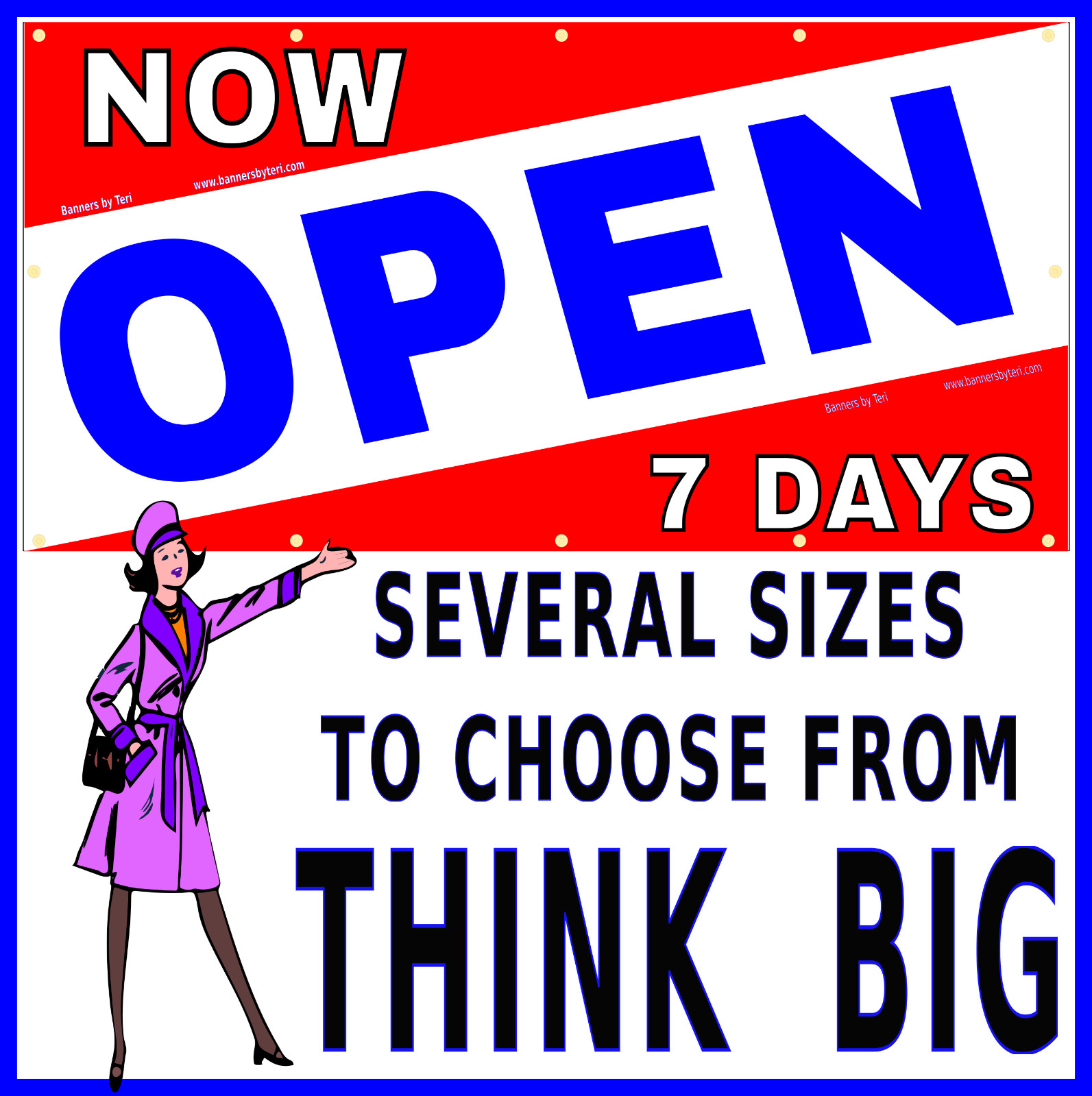 NOW OPEN 7 DAYS – Vinyl Banner Signs – Fast Shipping – USA MADE – HIGH QUALITY