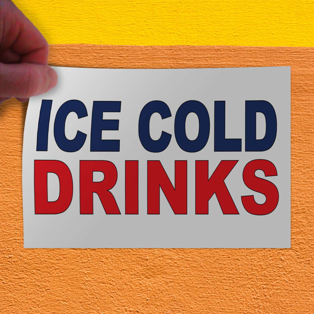 Decal Stickers Ice Cold Drinks Advertising Printing D Vinyl Store Sign Label