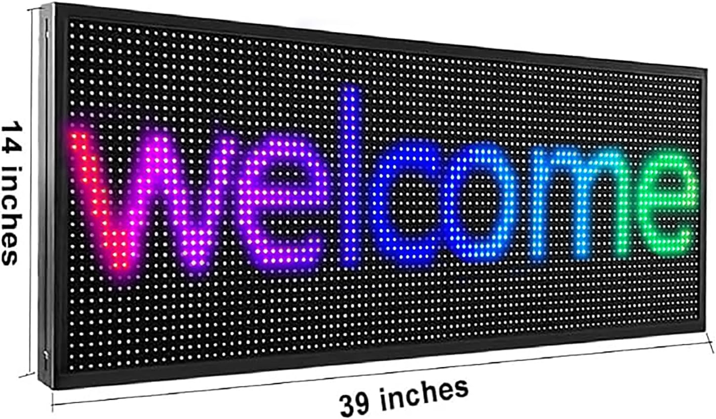 P10 Outdoor LED Sign 39×14 Programmable Scrolling Full Color WiFi Display Board