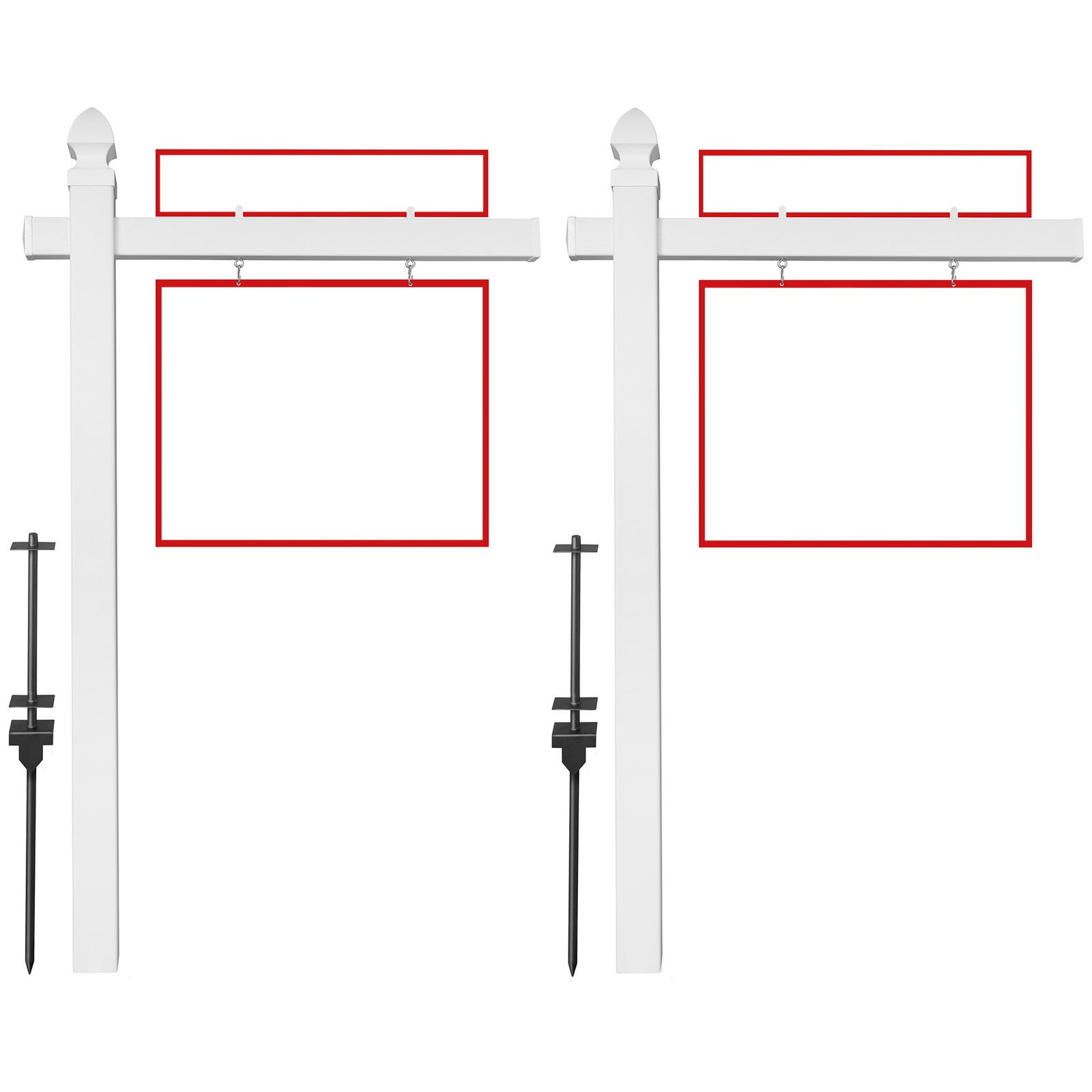 72″ x 47″ Real Estate Yard Sign Post with 2 Cap Options – Vinyl PVC – White –