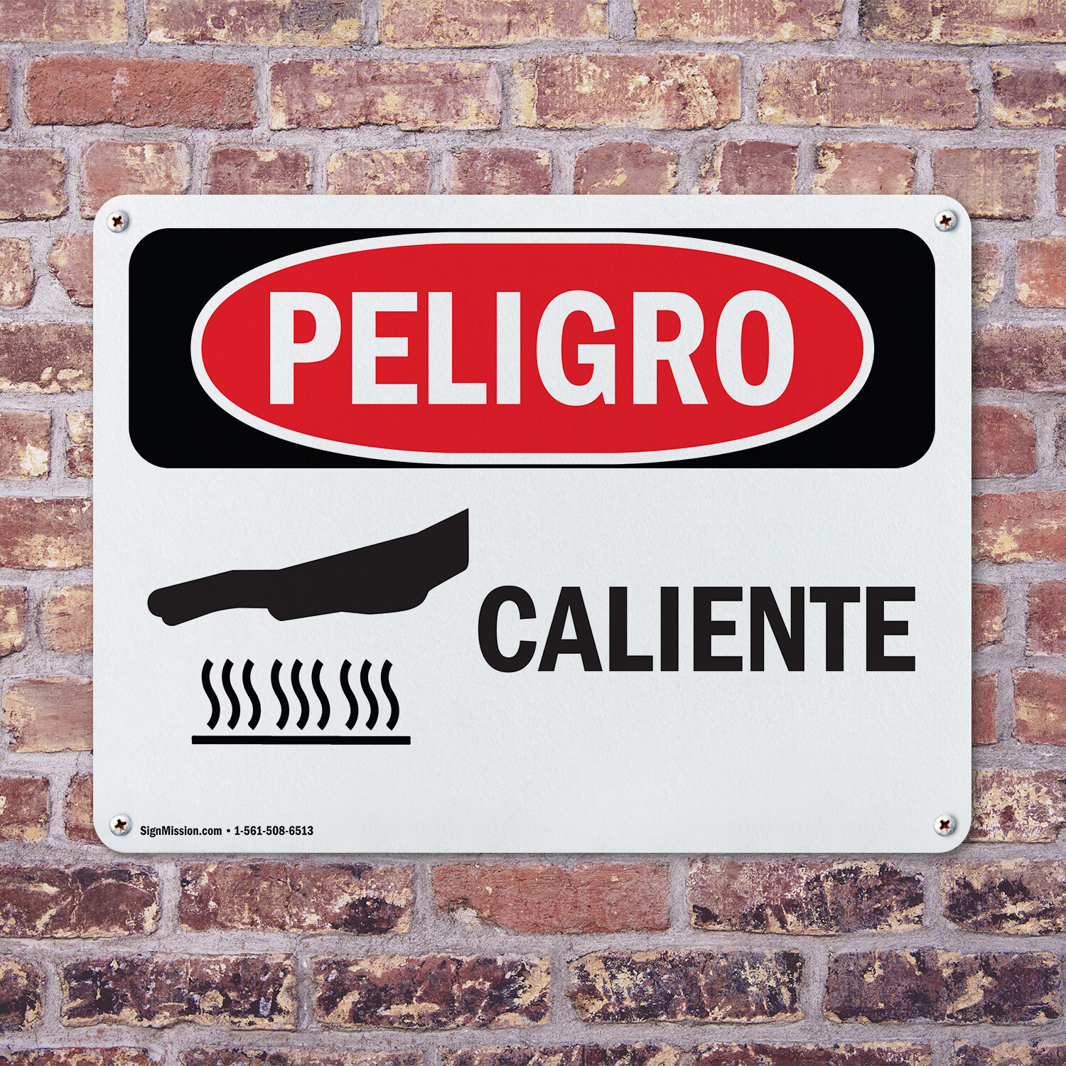 (2 Pack) Hot Spanish OSHA Danger Sign Decal Metal Plastic