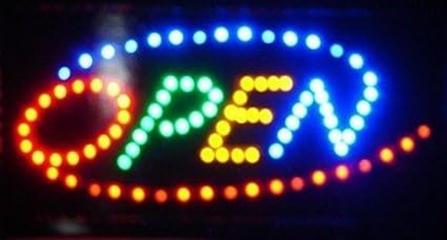 Ultra Bright Open Led Neon Business Motion Light Sign. On/Off with Chain 19 * 10