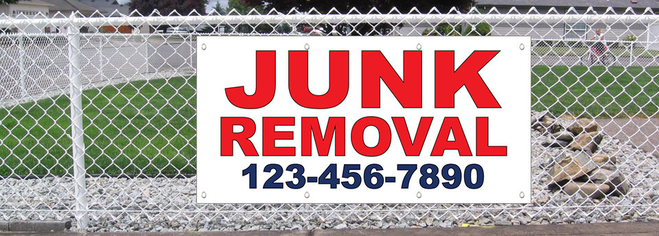 Junk Removal Phone Custom Red Blue 13 Oz Vinyl Banner Sign With Grommets