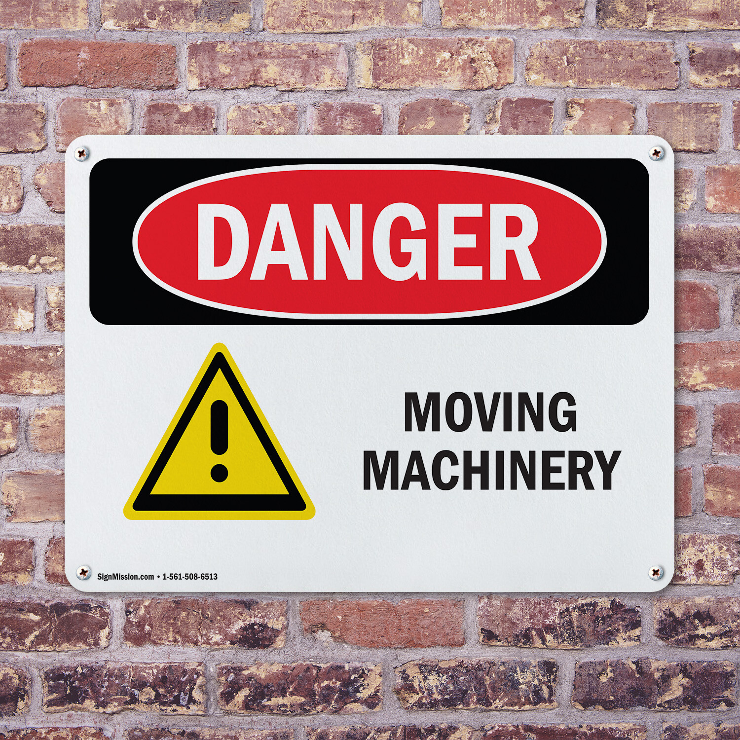 (2 Pack) Moving Machinery OSHA Danger Sign Decal Metal Plastic