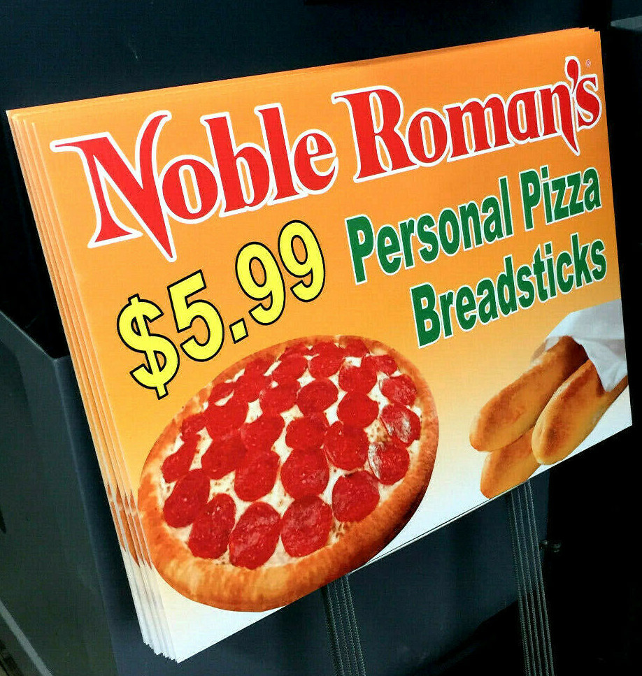 75 – 18×24 Yard Signs – Custom Design – Full Color – 2 Sided – Stakes Included!