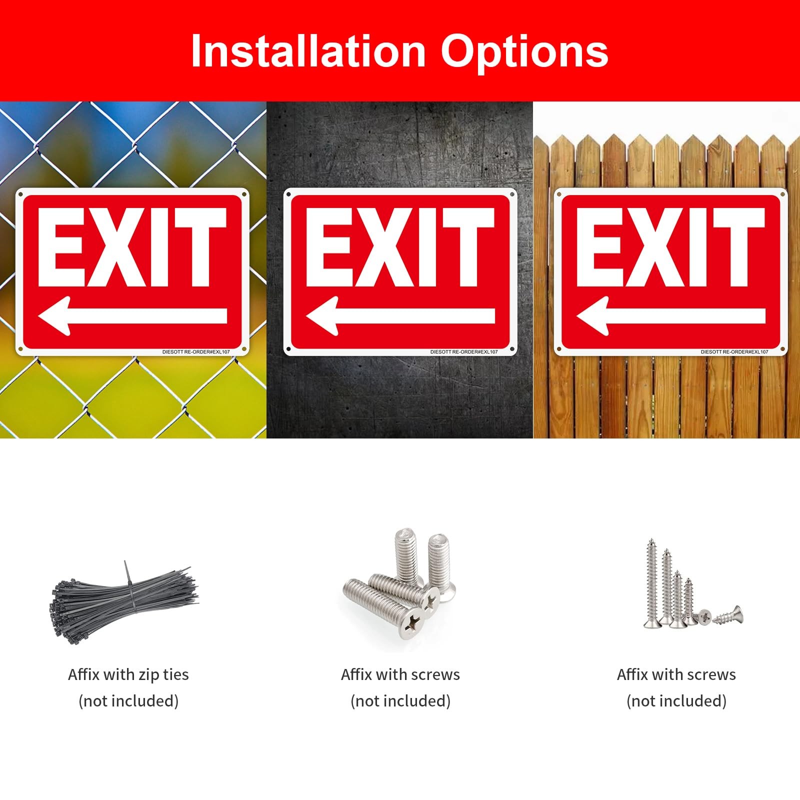 Exit Signs 2 Pack 10×7 Inch Aluminum Left Arrow Outdoor Indoor Weatherproof
