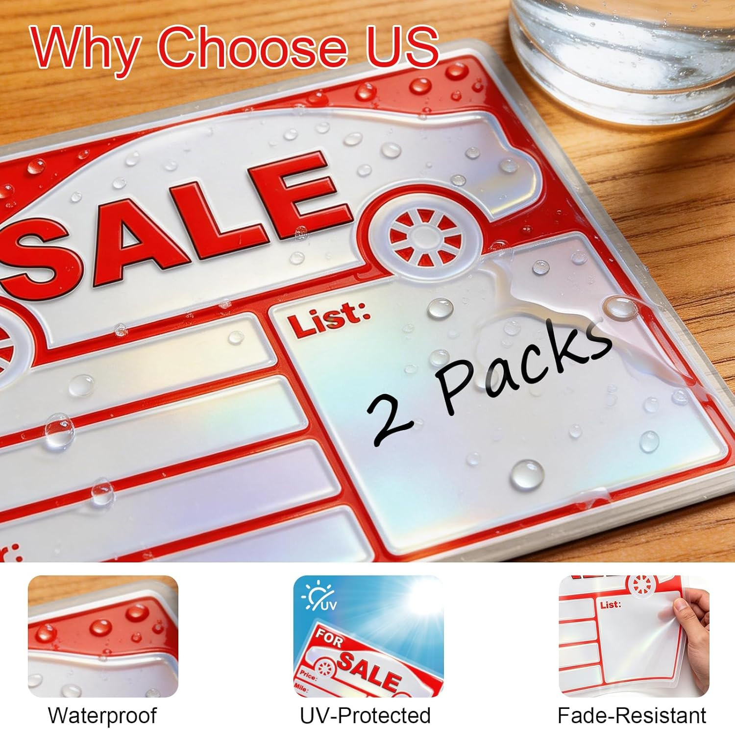 Professional for Sale Sign Car Kit – 2 Pack Laminated Waterproof & Fade-Resistan