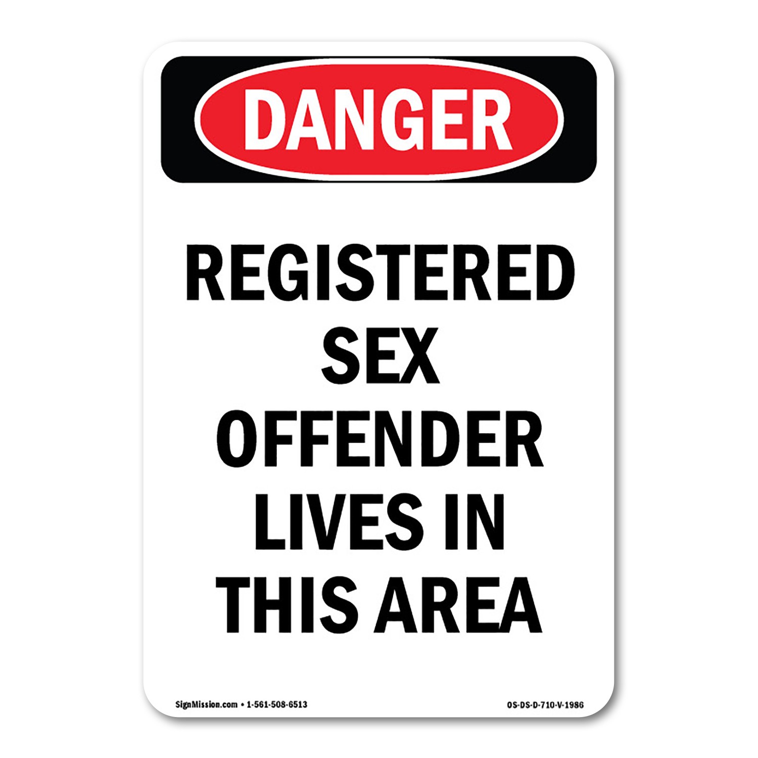 Registered Sex Offender ANSI Danger Sign Metal Plastic Decal