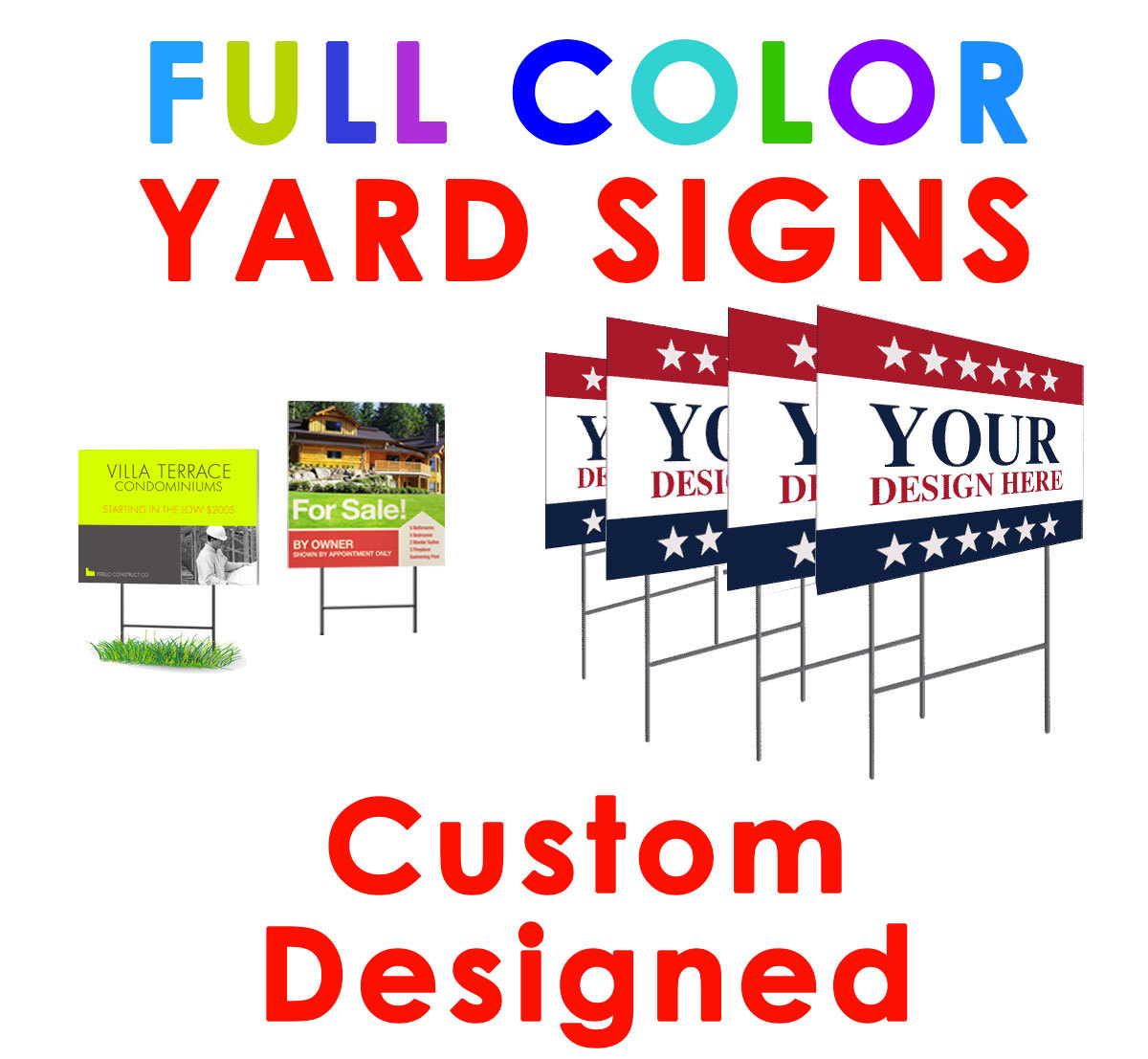 Custom Printed Yard Signs Full Color 4mm 2 Sided Personalized Coroplast 22 X 14