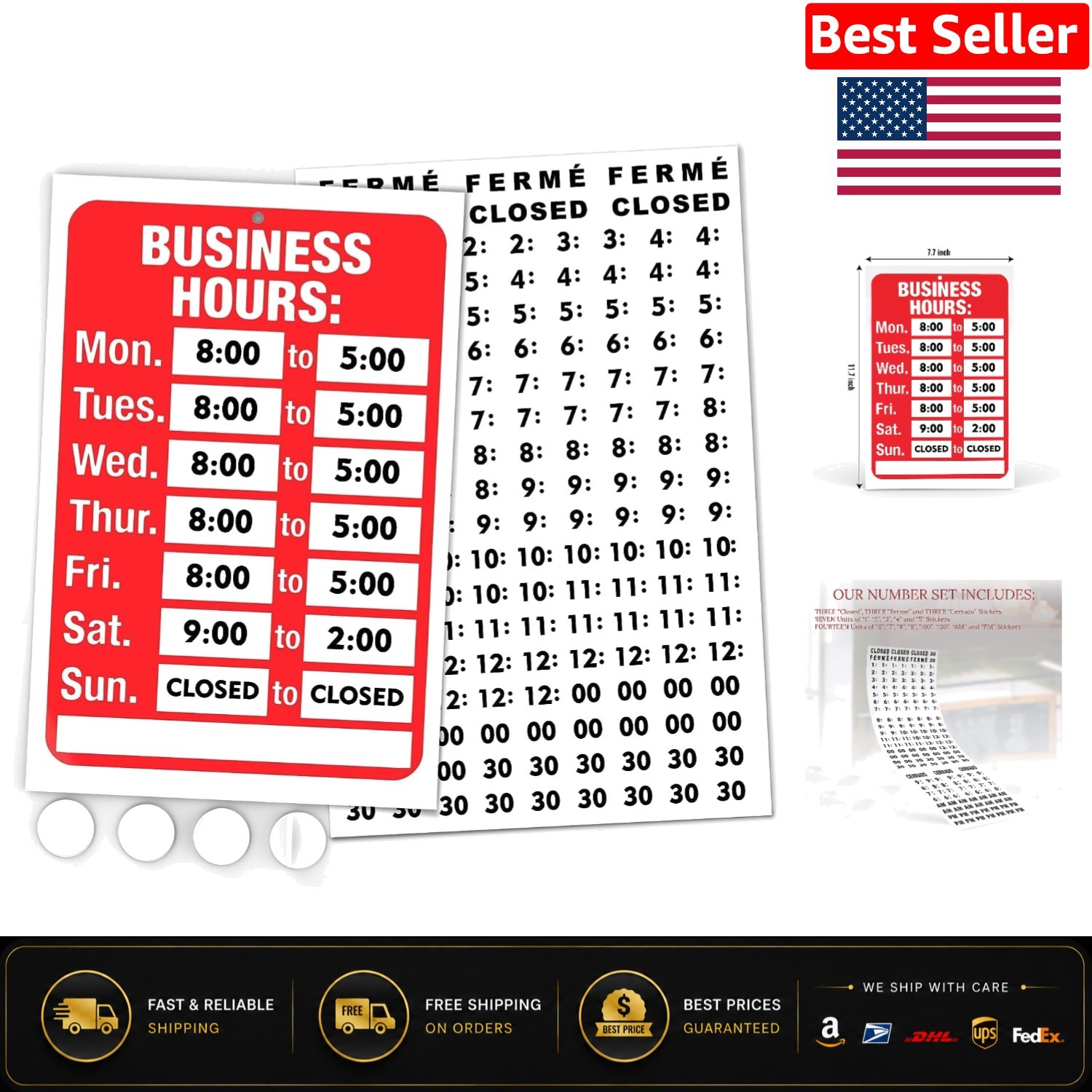 11.7×7.7 Inch Customizable Business Hours Sign – Easy Window Installation