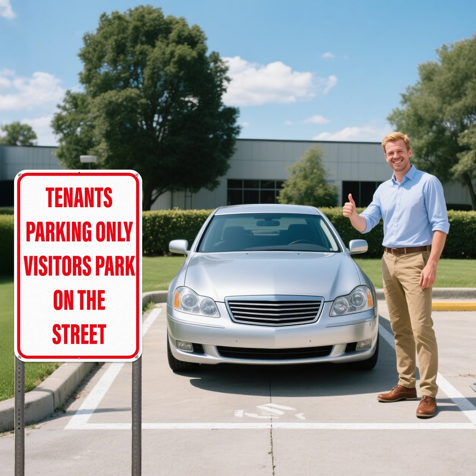 2 Pack Tenants Parking Only Sign Visitors Park On Street 12×18 Inch Aluminum