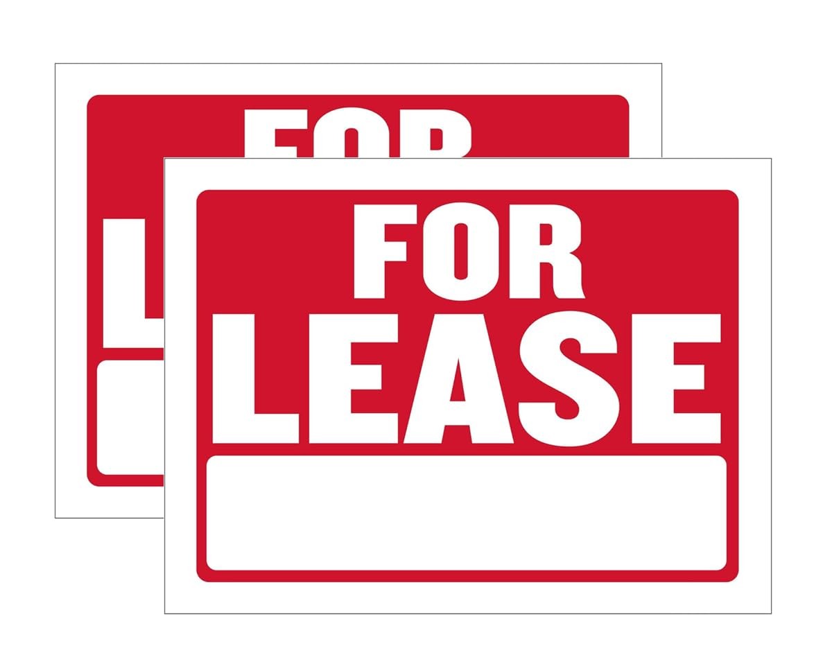 FOR LEASE Large Sign 12 H x 16 W Plastic Waterproof Signage 2PC