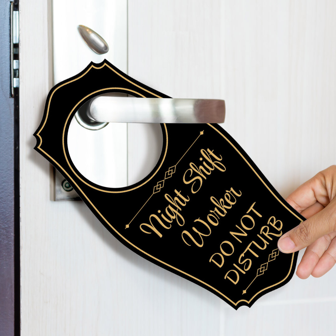 Night Shift Worker Do Not Disturb Door Hanger | House or Business Door Sign