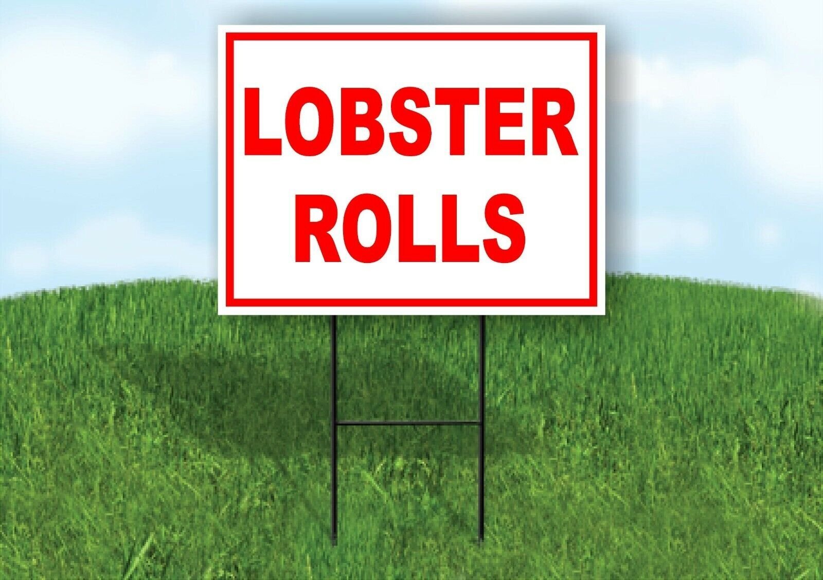 LOBSTER ROLLS RED WHITE Yard Sign Road with Stand LAWN SIGN