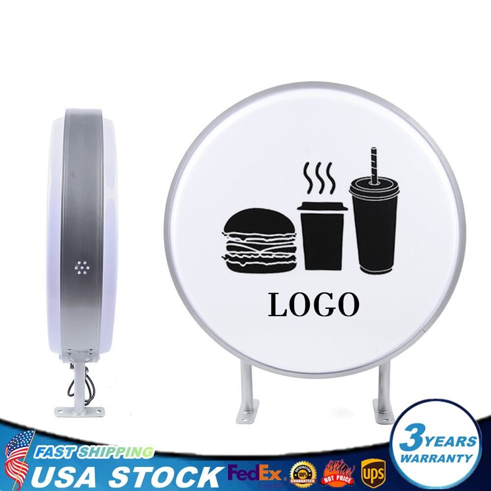 24 LED Light Box Sign Round Double-Side Outdoor Advertising Business Sign Blank