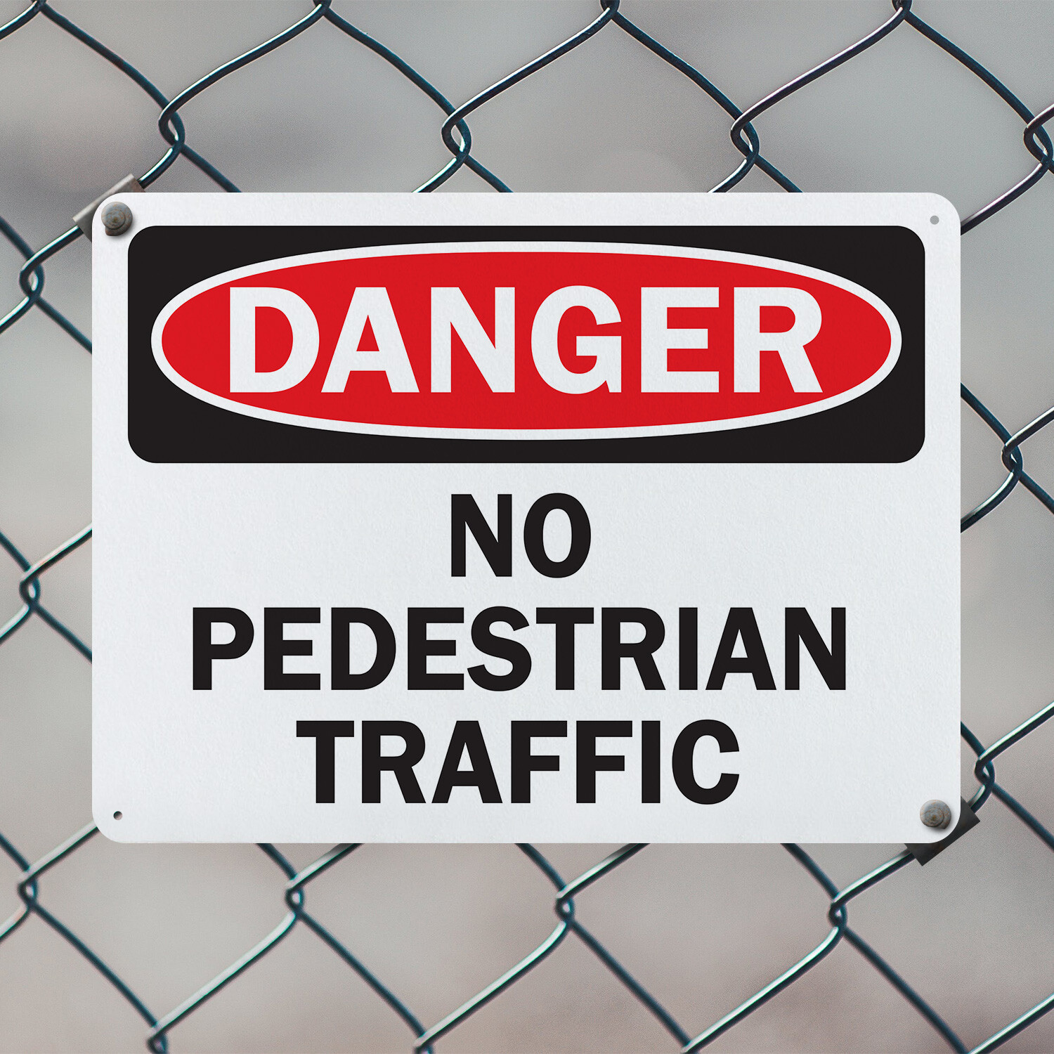 (2 Pack) No Pedestrian Traffic OSHA Danger Sign Decal Metal Plastic