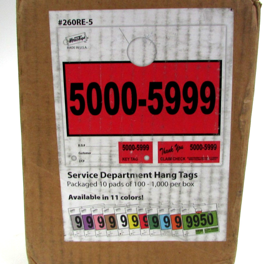 1000 Car Dealer Service Hang Tags Mechanic Repair Shop 3 Piece System – Red