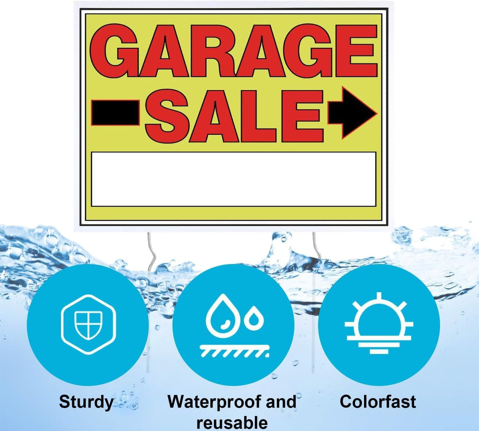 Garage Sale Signs 4Pack Waterproof Double-Sided Yard Signs with Metal Stakes and