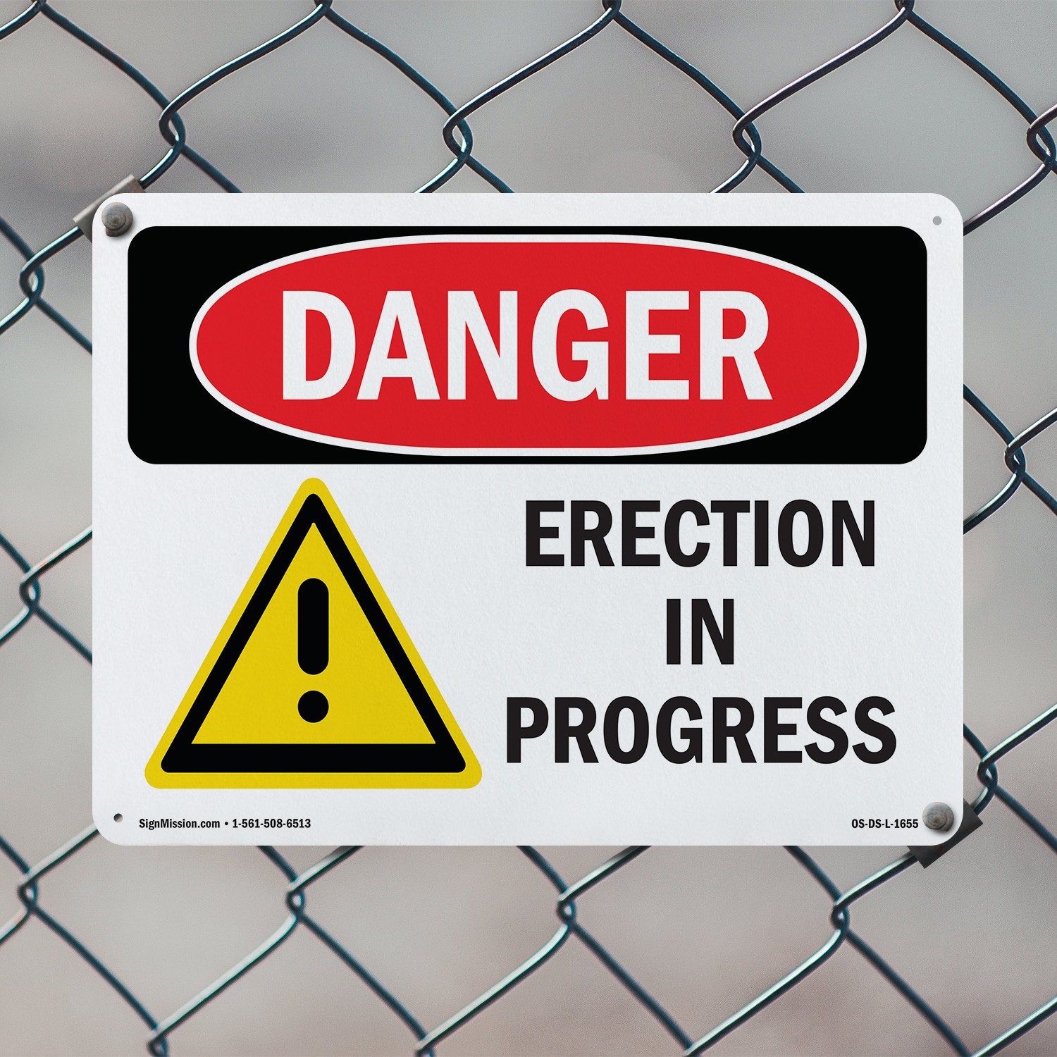 Erection In Progress OSHA Danger Sign Metal, Plastic, Or Decal – 5 or 10 Pack
