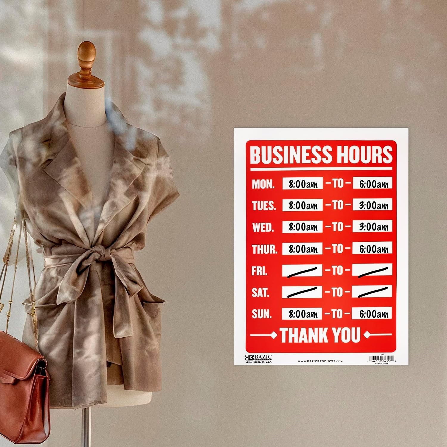 Business Hours Sign, 12 x 16 in, Weather Resistant, Tapes, Tacks, Or Frames, …