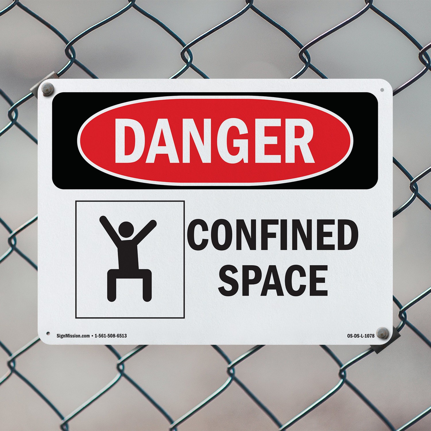 Confined Space OSHA Danger Sign Metal, Plastic, Or Decal – 5 or 10 Pack