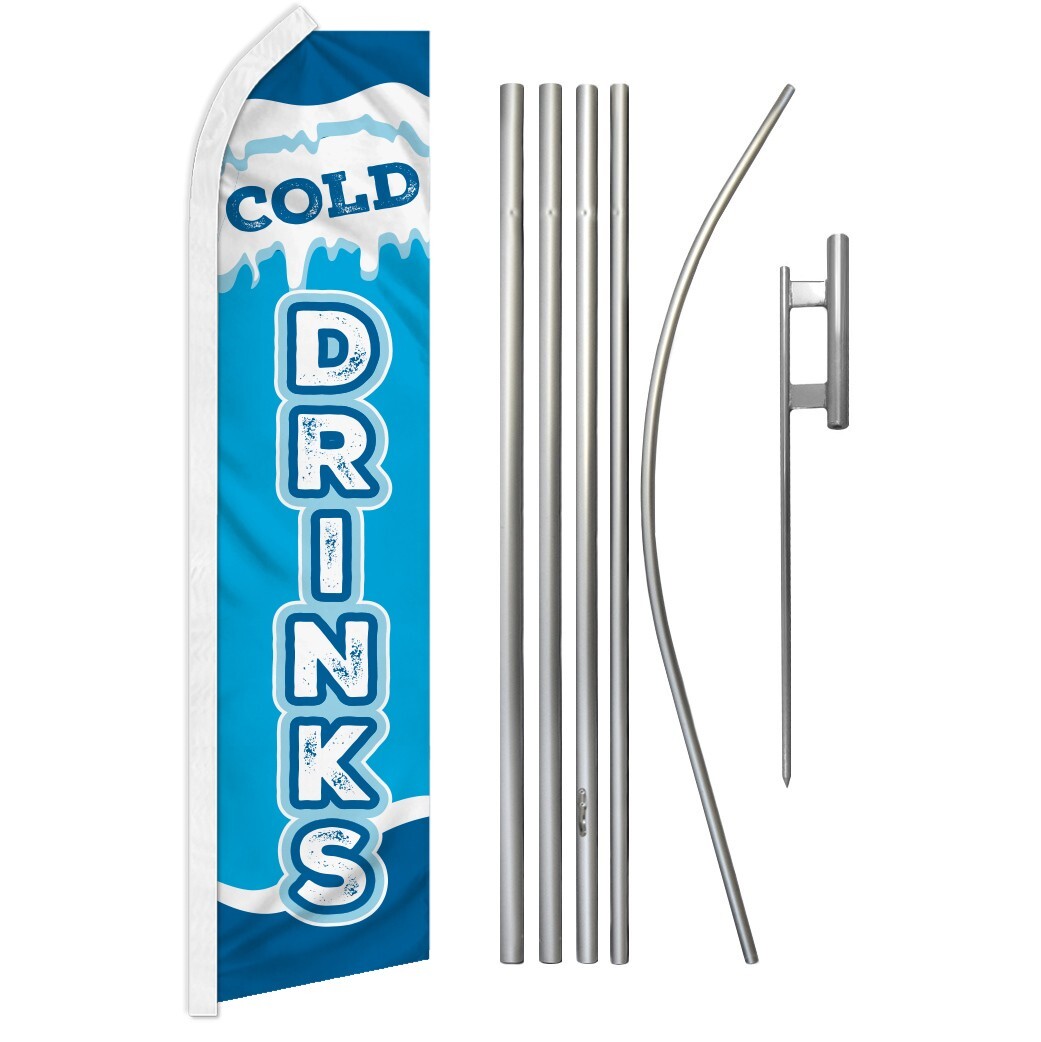Cold Drinks Swooper Flutter Feather Advertising Flag Kit Concessions Drinks Here