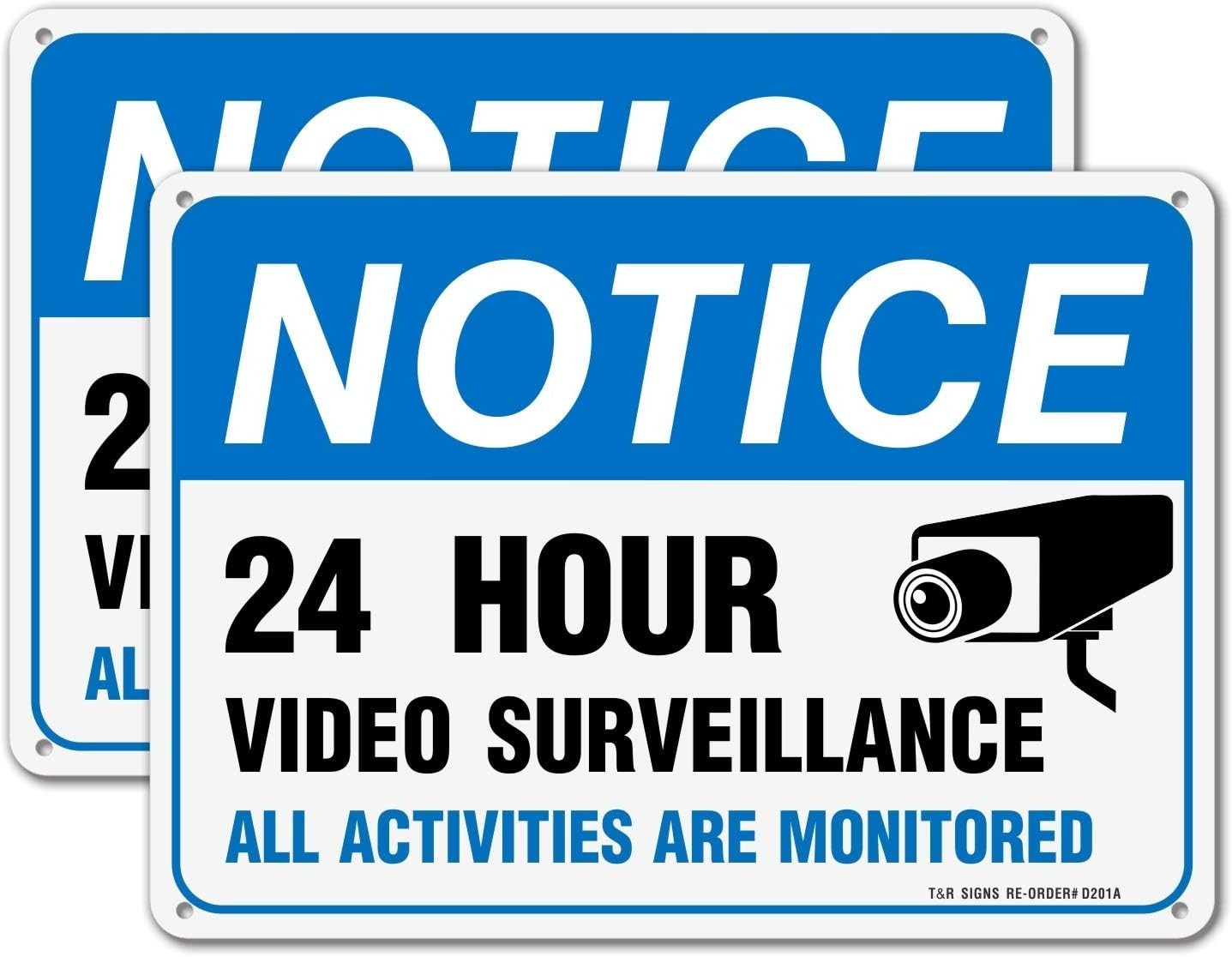 2 Pack Video Surveillance Signs 7×10″ Reflective Aluminum UV Resistant