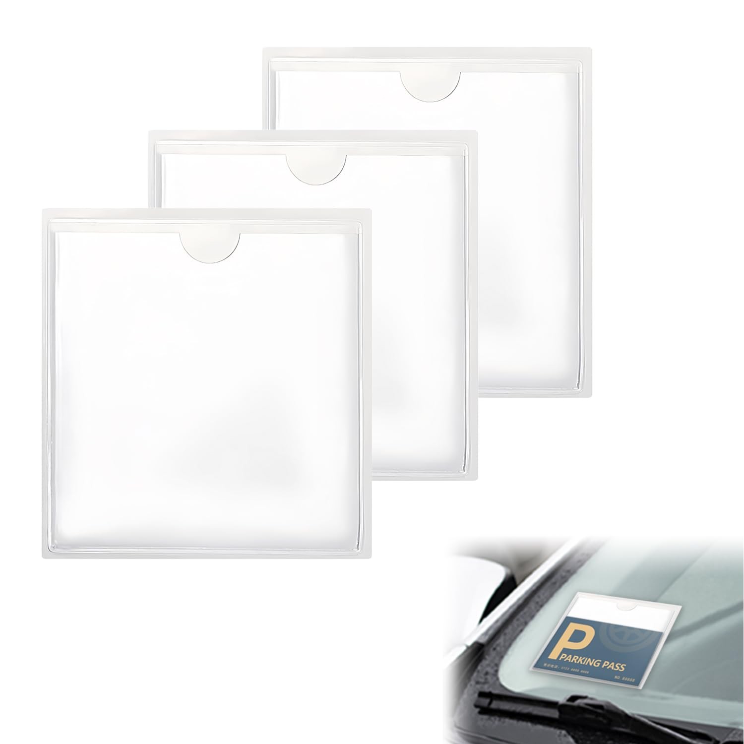 vvag 3Pcs Windshield Sticker Holder, Clear Car Window Pass Permit Holder for…