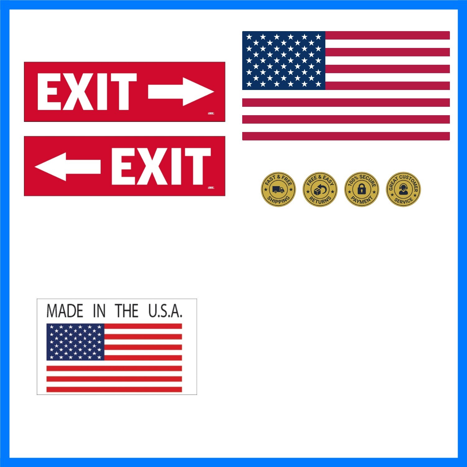 2 Pack Exit Left Right Arrow Sticker Set Sign Warning 9×3 Inch Vinyl Decal In…