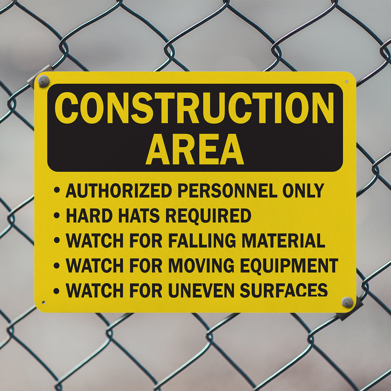 (2 Pack) Construction Area Only Hard Hats Required OSHA ANSI Sign