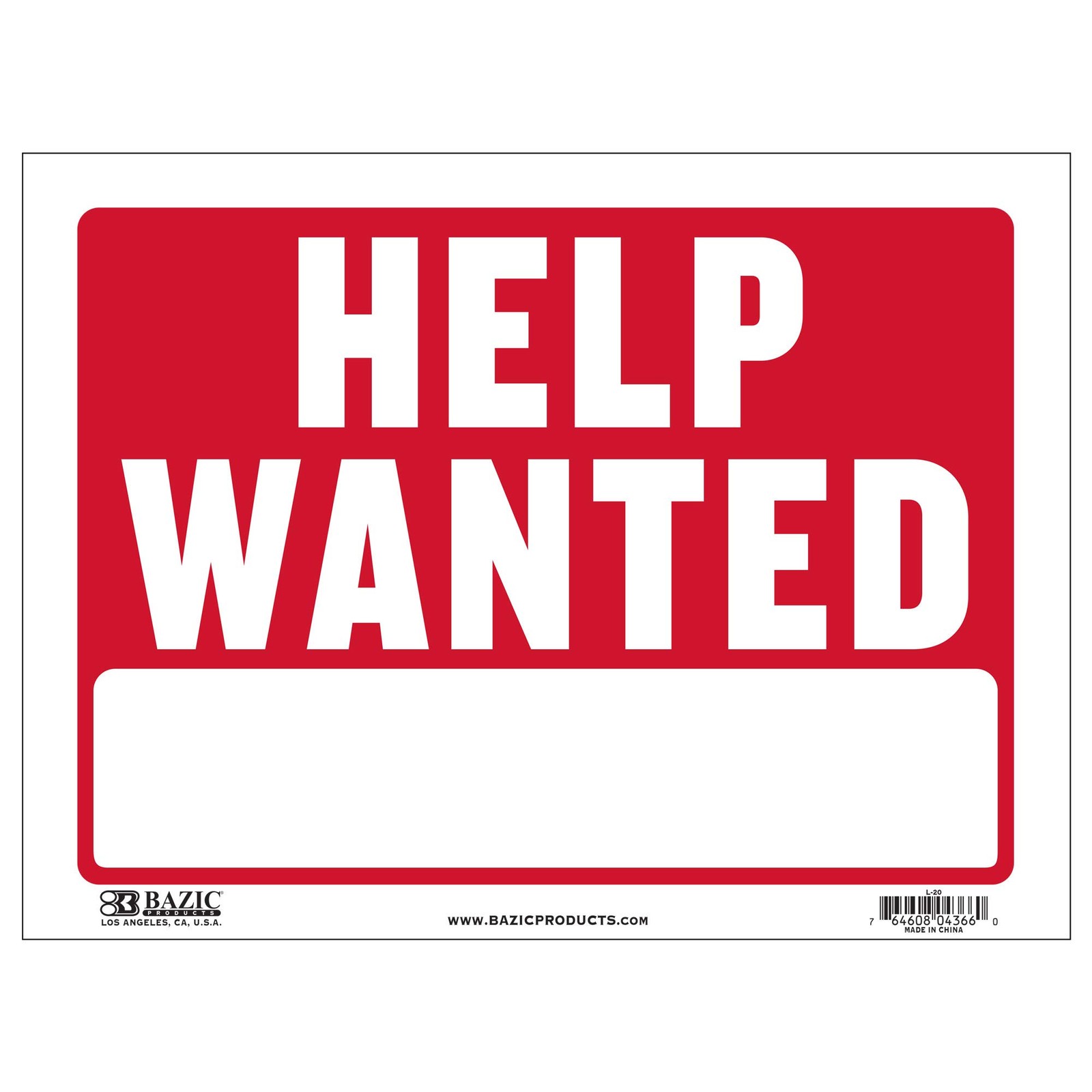 BAZIC Help Wanted Sign 12″ x 16″ – Now Hiring, Waterproof Vinyl, 1-Pack
