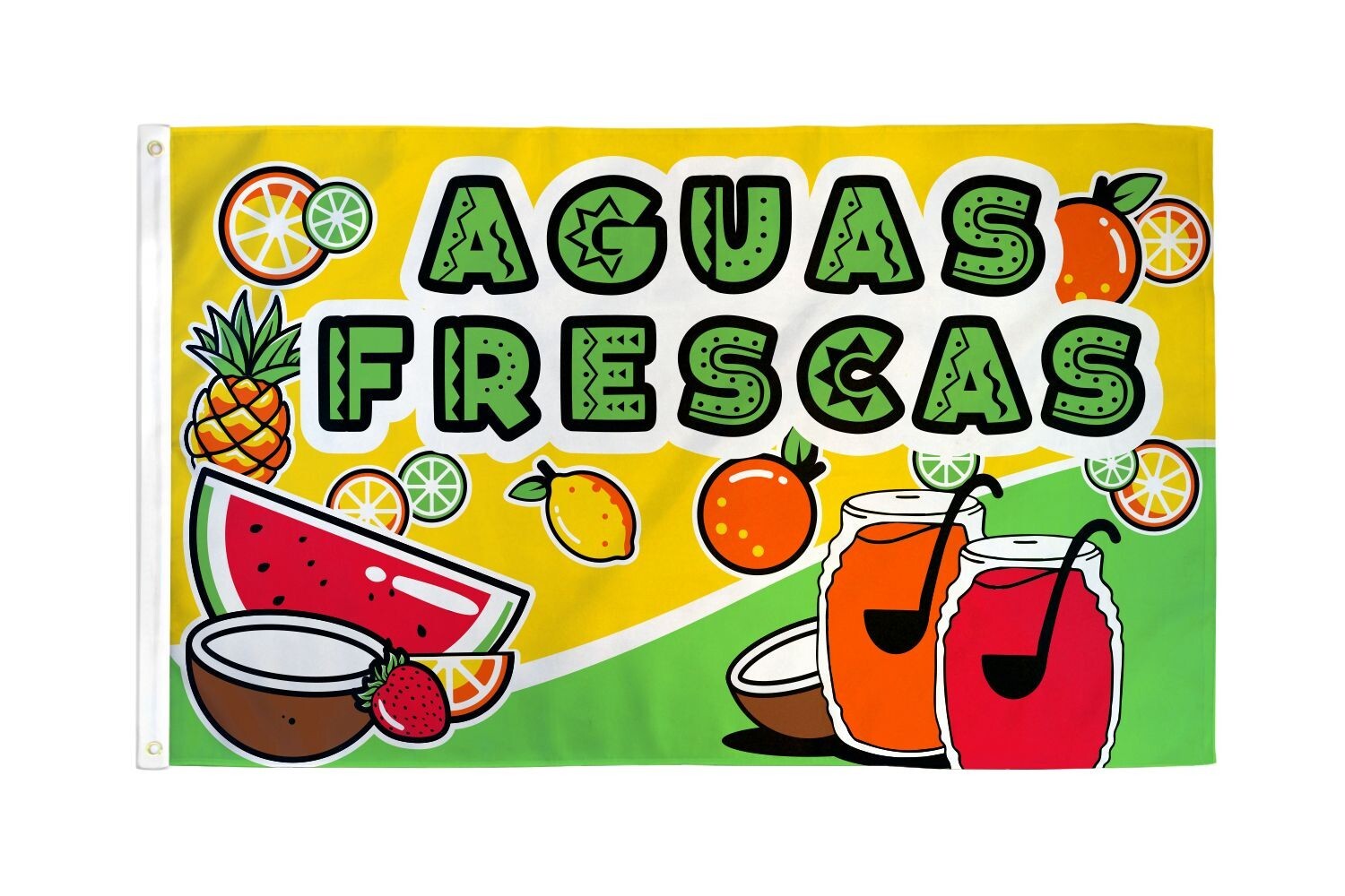 Aguas Frescas 3x5ft Aguas Frescas Banner Sign Concessions Drink Service Flag