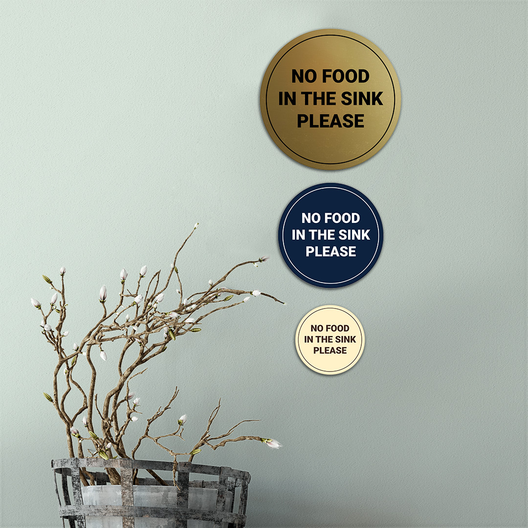 Circle No Food In The Sink Please Wall or Door Sign