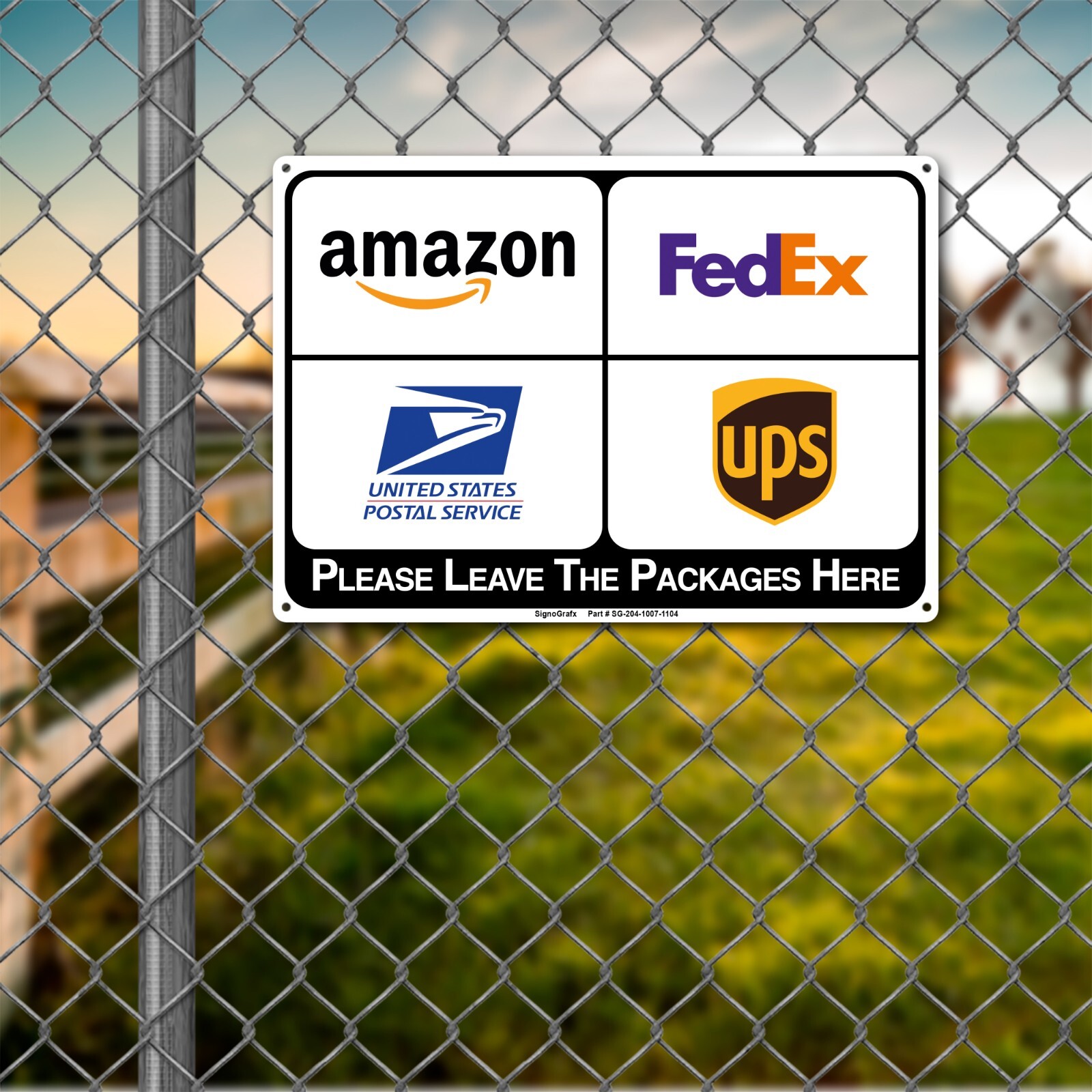 SIGNOGRAFX Please Leave Packages here 10×7 Inches Reflective Sign