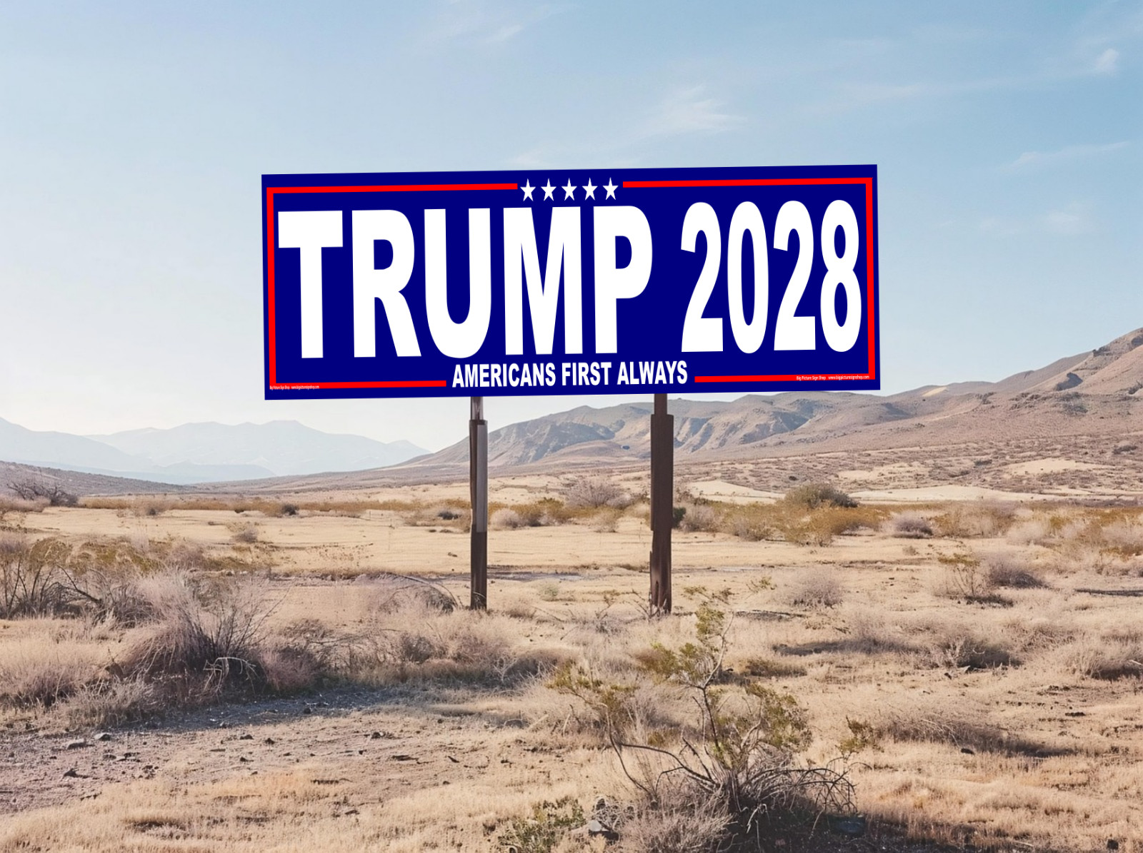 TRUMP 2028 Americans First Always -HUGE & LARGE-BLUE Banners-Reinforced-USA MADE