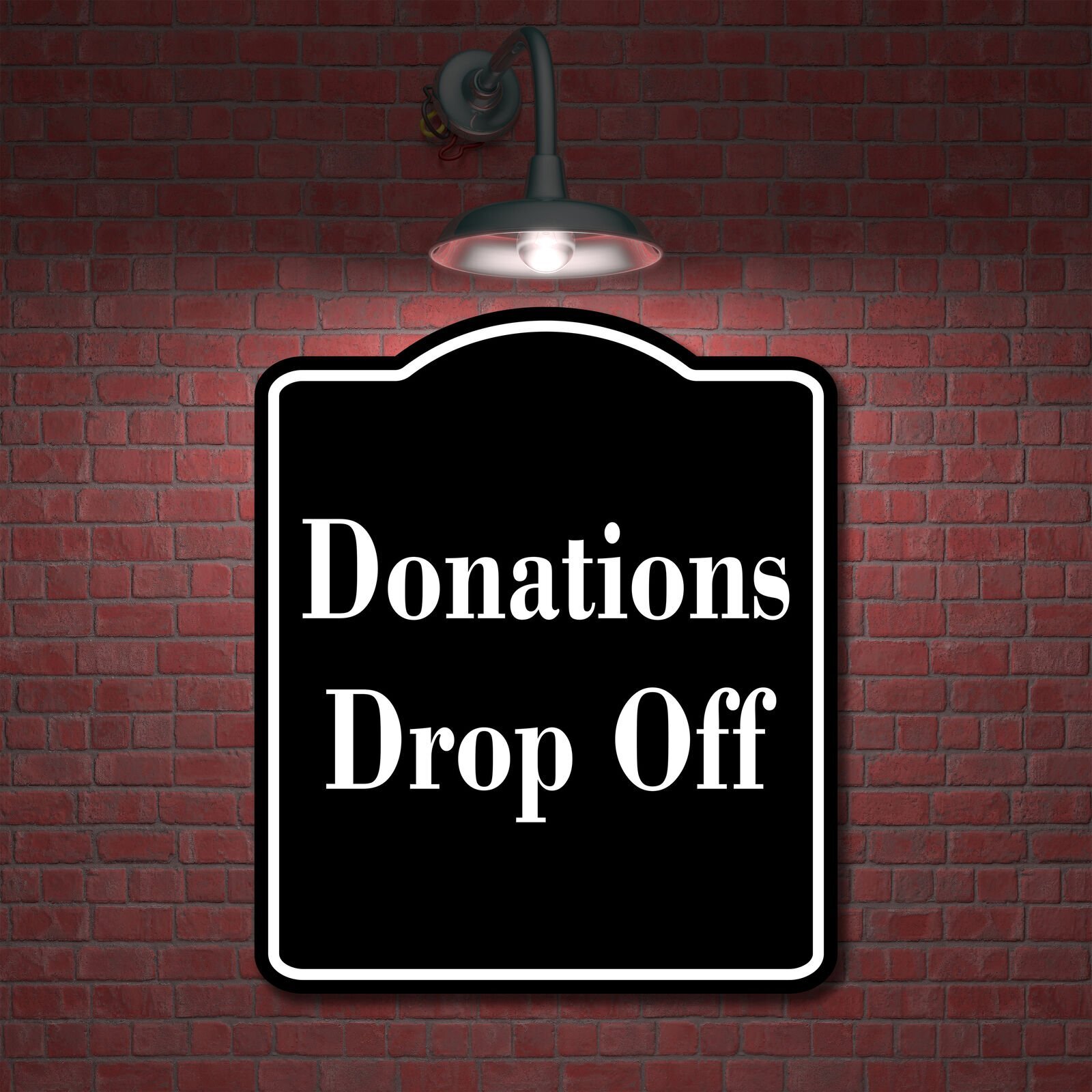 Donations Drop Off BLACK Aluminum Composite Sign