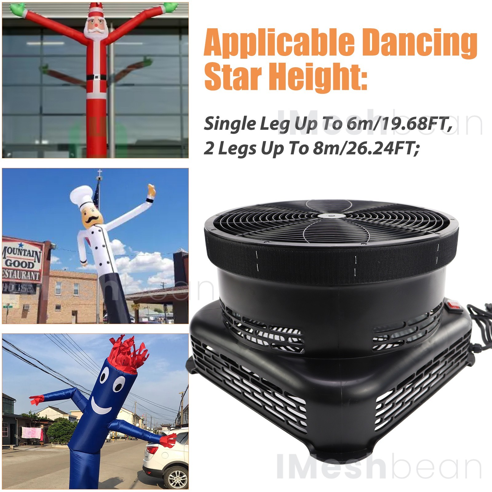 950W Air Blower Fan 18″ Air Dancer Blower Fit Inflatable Wind Dancer Tube Man