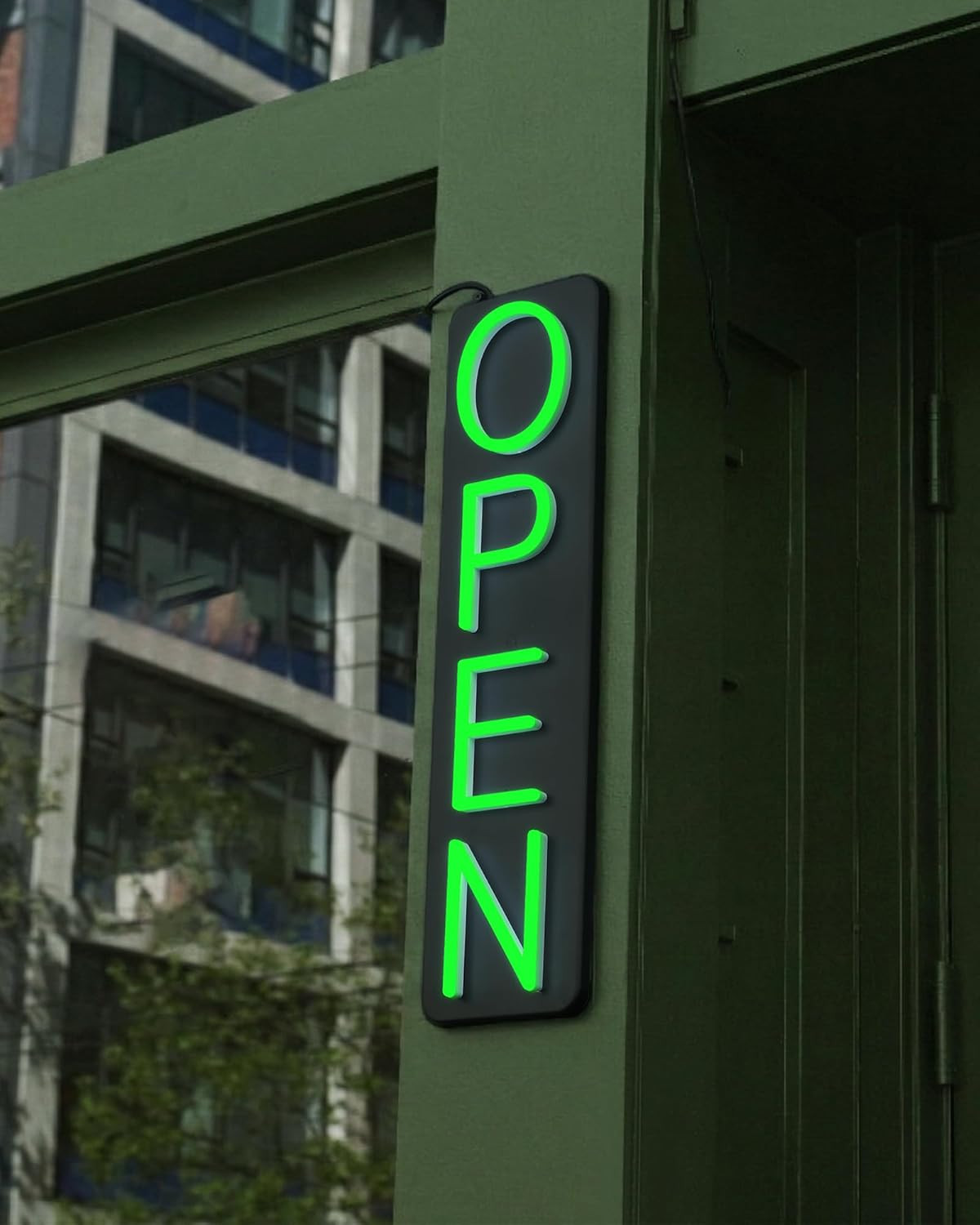 Outdoor Open Sign for Business 28X7In IP65 Waterproof, Vertical LED Neon Open Si