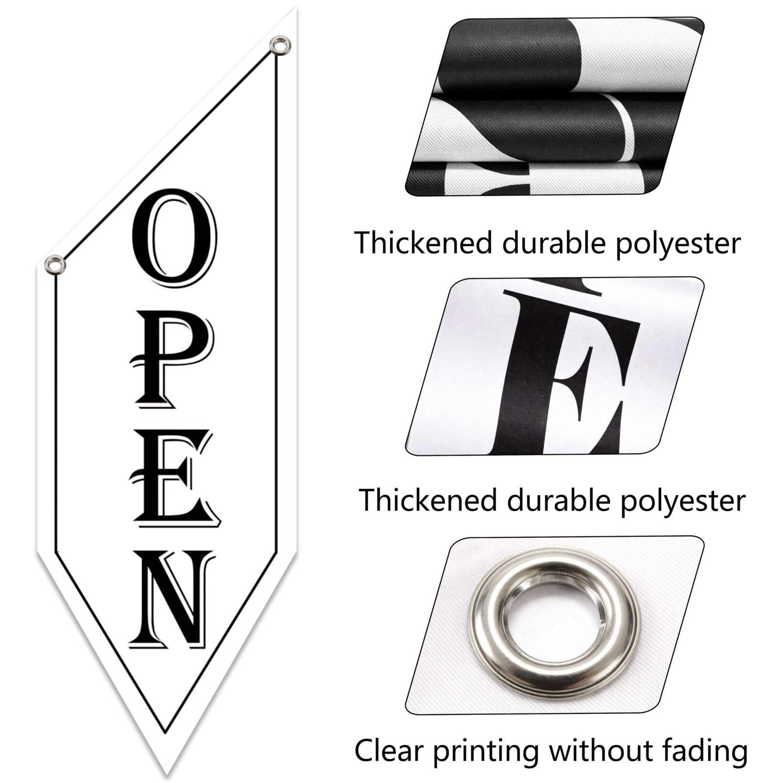 OPEN Flag with Pole Kit, DoubleSided Heavy Duty Hanging Banner Sign with Meta…
