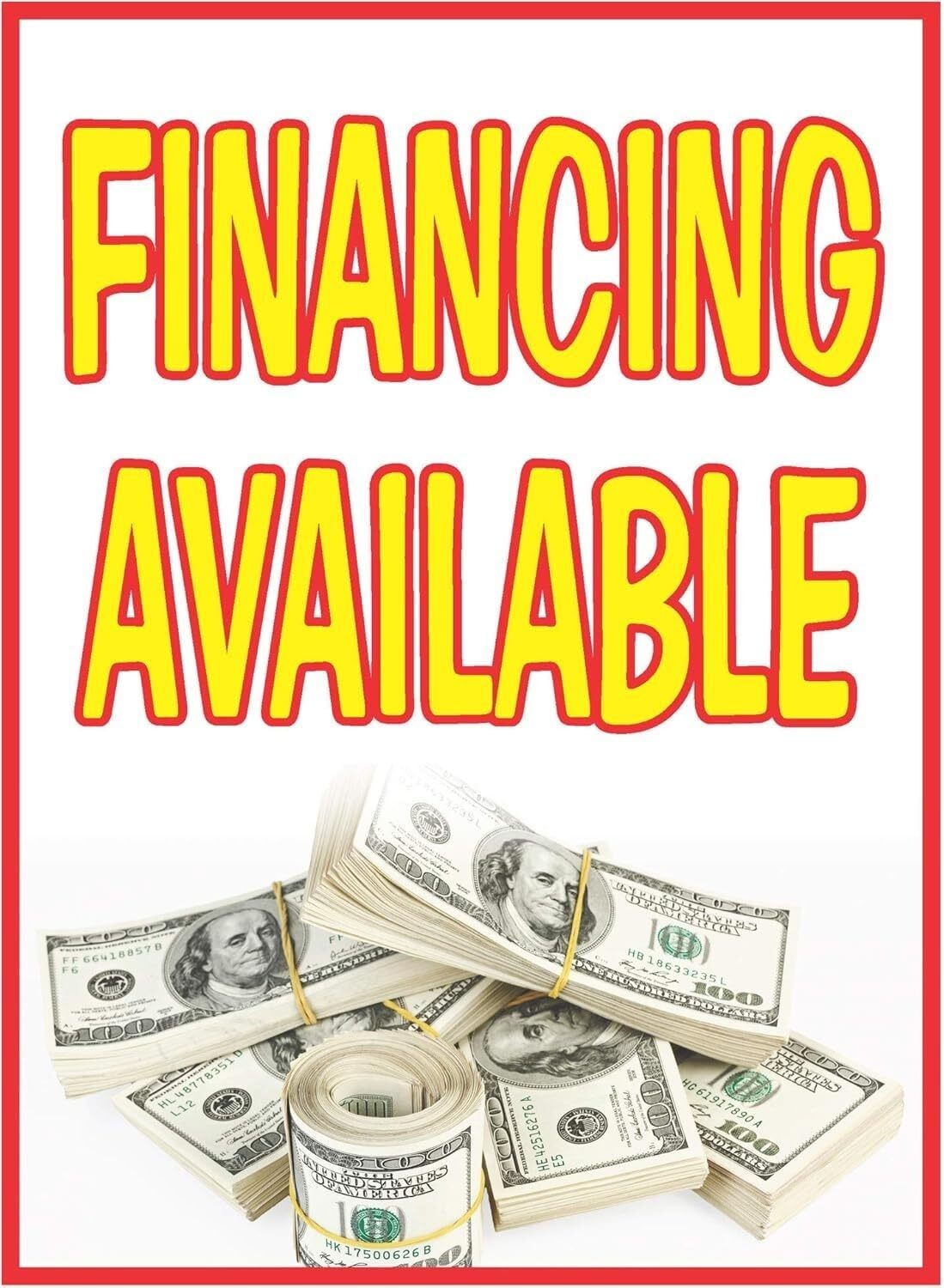 Financing Available Retail Window Display Paper Signs | Pack of 6 | 18″w x 24″h