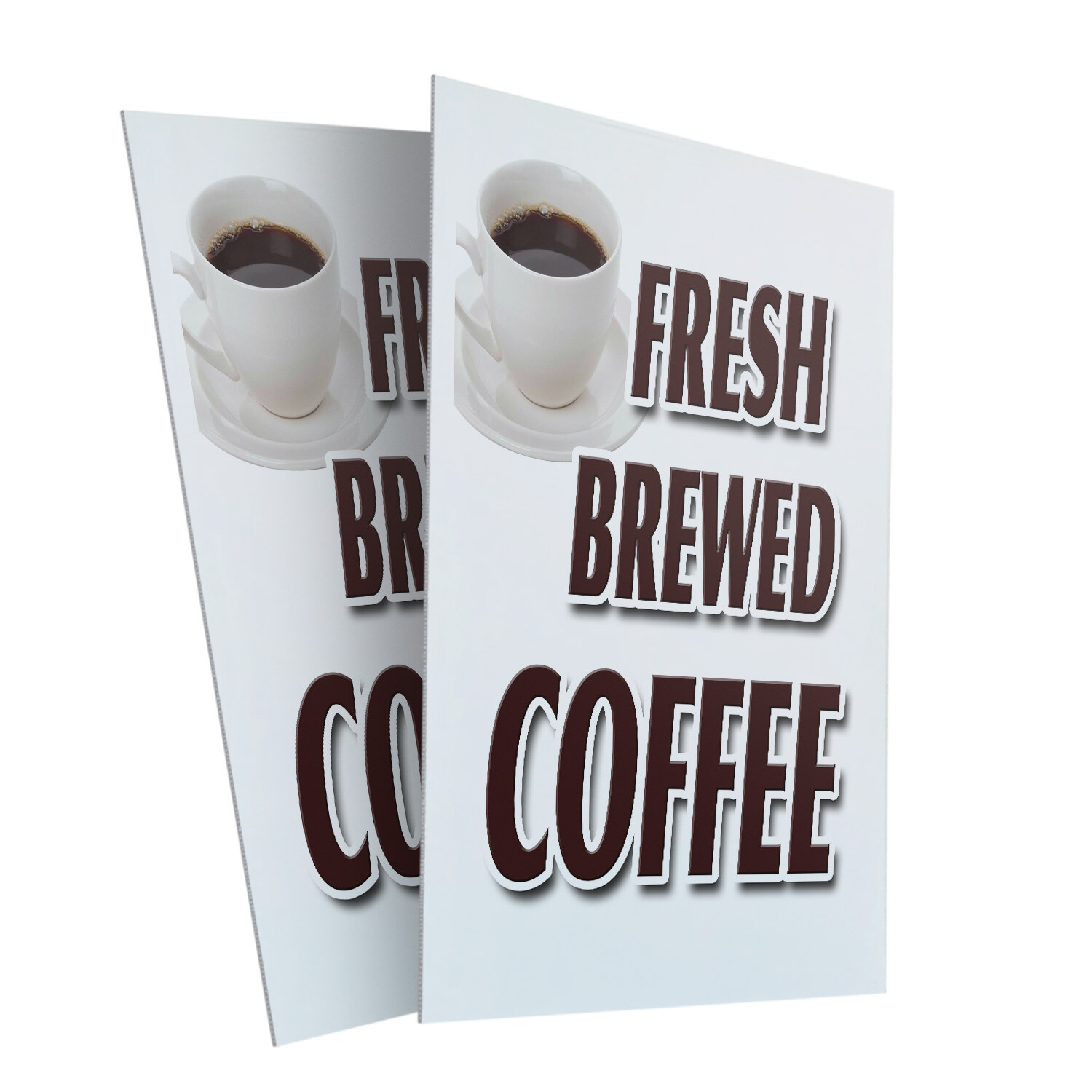 Fresh Brewed Coffee 24″ x 36″ 2 Pack Of Store Sign Plastic Or Decal