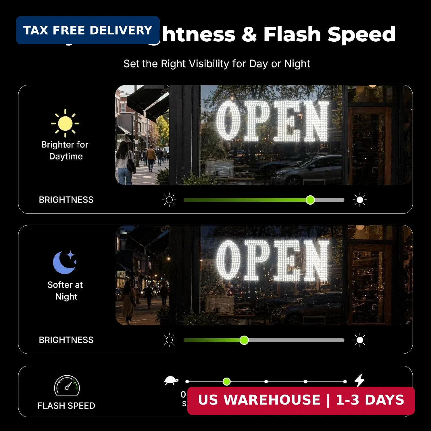 40″ x 14″ Large LED Open Sign with Remote Control High Bright Visibility Busines