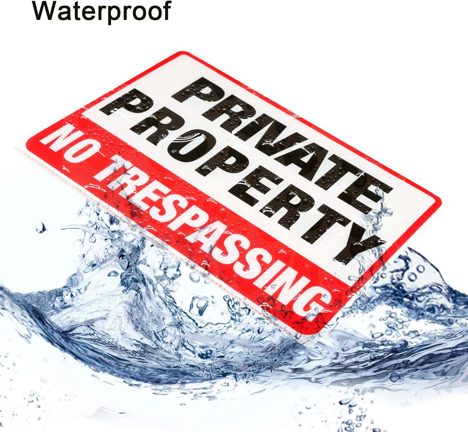 2 Pack Private Property No Trespassing Signs with Metal Wire H-Stakes, 12” X 9′