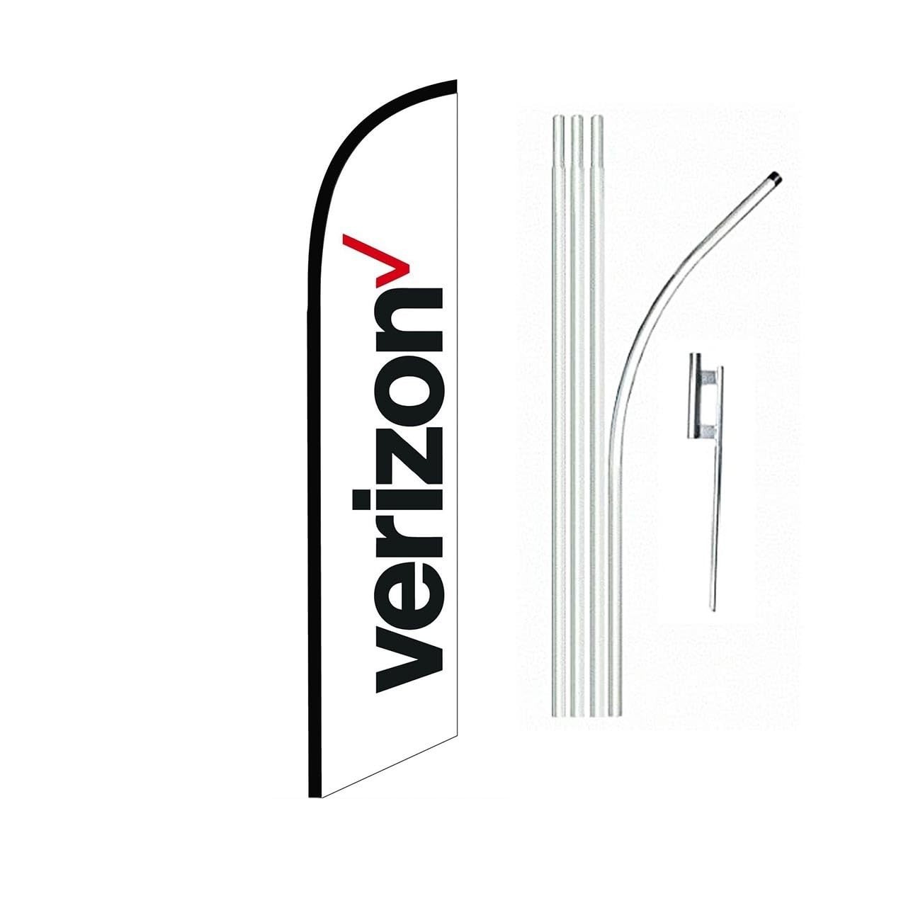 Verizon White Swooper Flutter Feather Flag | 3ft W x 11.5ft Tall