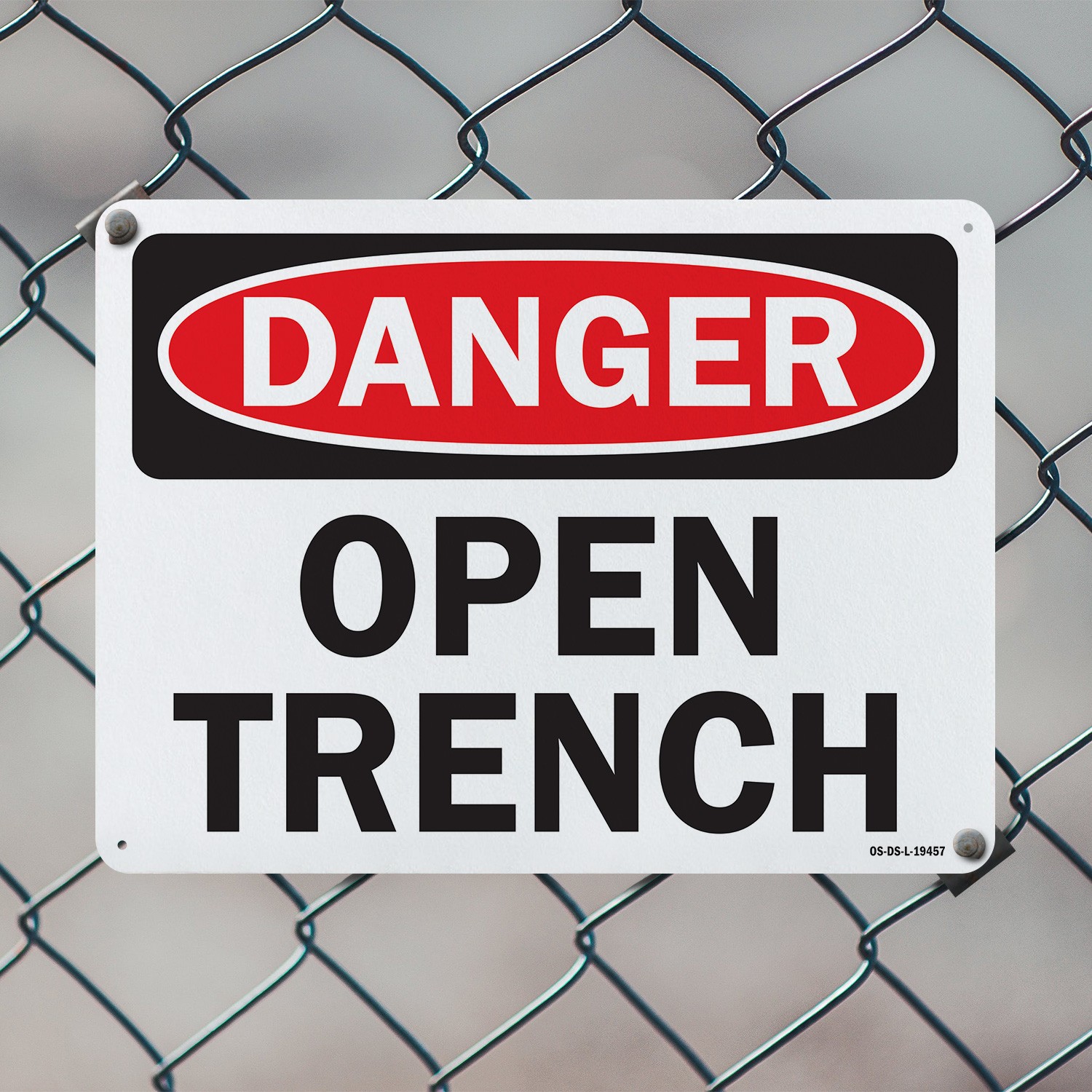 Open Trench OSHA Danger Sign Metal, Plastic, Or Decal – 5 or 10 Pack
