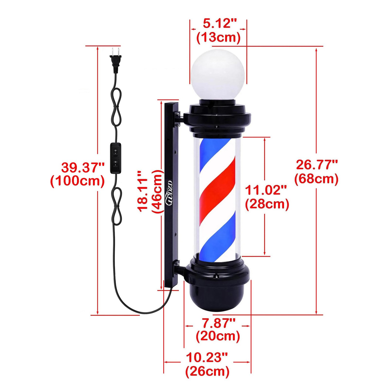 Wdzd 27 Red White Blue Barber Pole Light