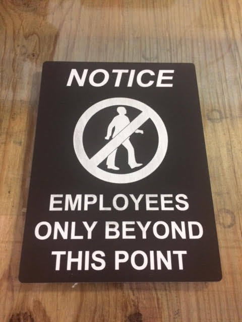 “Employees Only Beyond This Point – Notice” Sign, Black/White, 6″x8″
