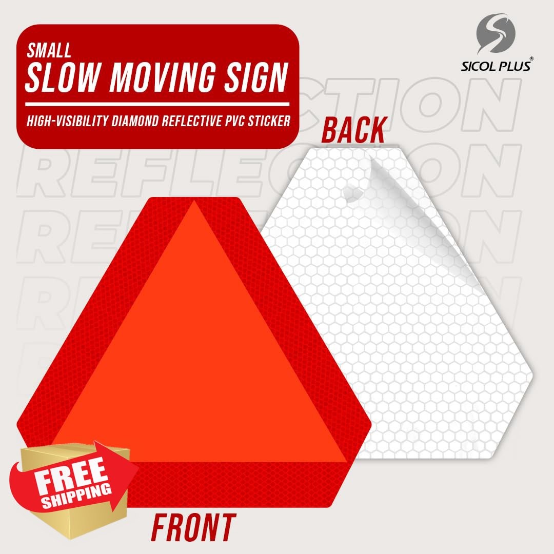 Slow Moving Vehicle Sign SMV Sticker Reflective Triangle 5 Pack