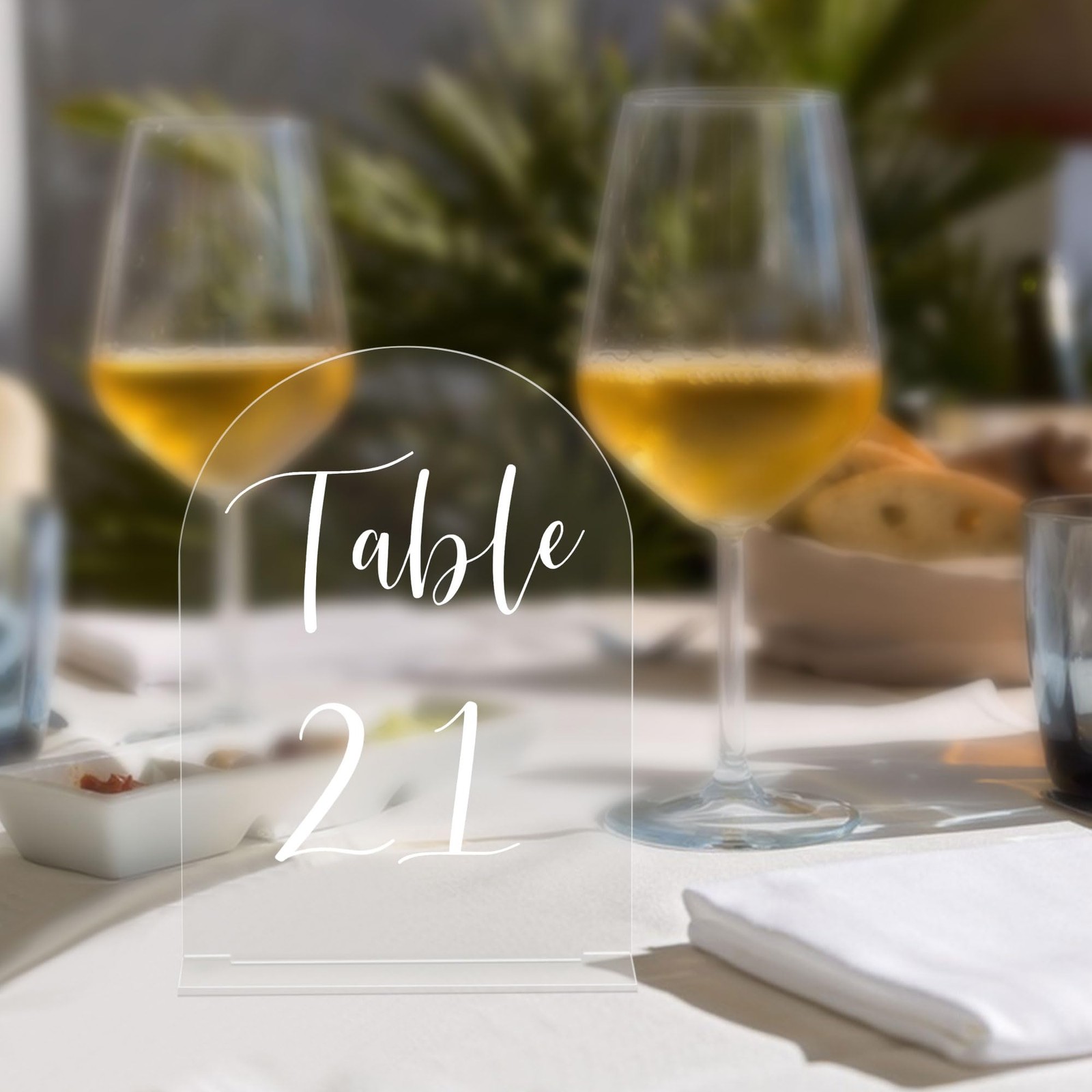 Arch Wedding Table Numbers 1-10 with Stands – 5″ X 7″ Acrylic Table Signs wit…