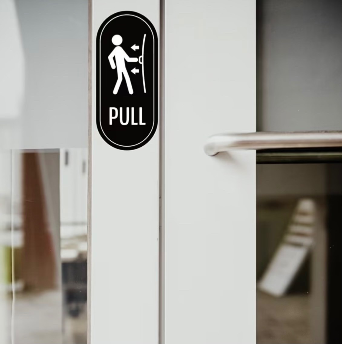 2 Pack (1 Push & 1 Pull) – Vertical Door Sign Vinyl Stickers Office School Gym